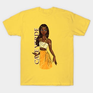 Black is Beautiful - Cape Verde African Melanin Girl in traditional outfit T-Shirt